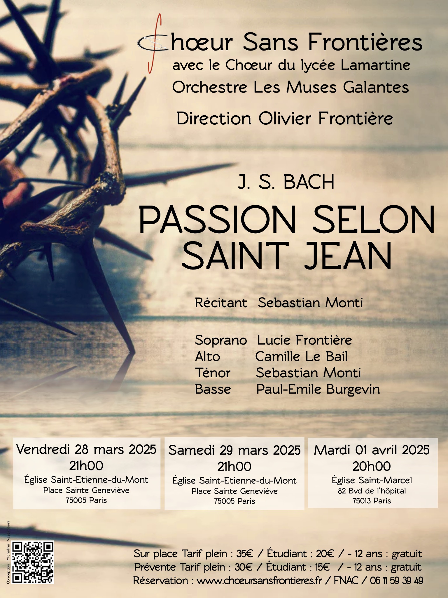 Affiche du concert CSF de la Passion selon Saint Jean, mars-avril 2025